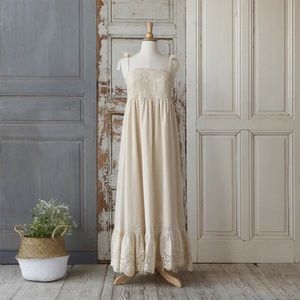 NWT Cream Antique Lace Elestory Summer Cotton Maxi Dress